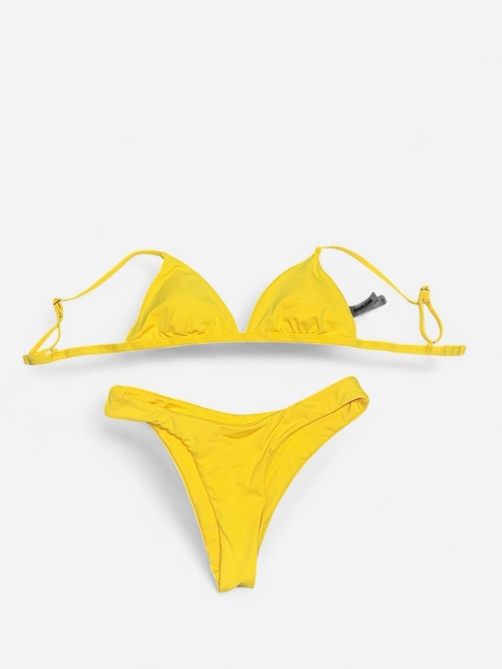 Aqua Eve Yellow Triangle Bikini Set | Women’s Size Small | Adjustable